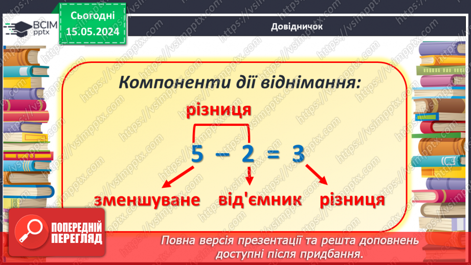 №041 - Компоненти дії віднімання.15 №041 - Компоненти дії віднімання.15