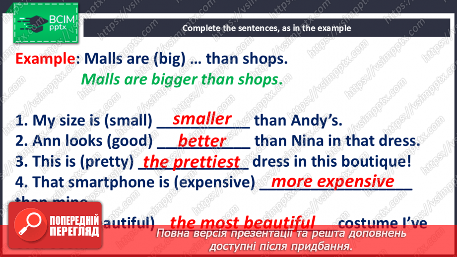 №049 - Let’s go shopping! Grammar: Comparatives7 №049 - Let’s go shopping! Grammar: Comparatives7