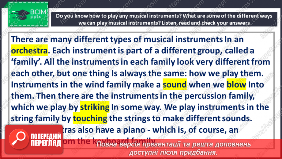 №104 - Culture page. Musical instruments families10 №104 - Culture page. Musical instruments families10