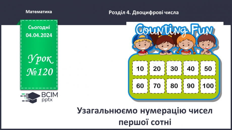 №120 - Узагальнюємо розуміння нумерації чисел першої сотні0 №120 - Узагальнюємо розуміння нумерації чисел першої сотні0