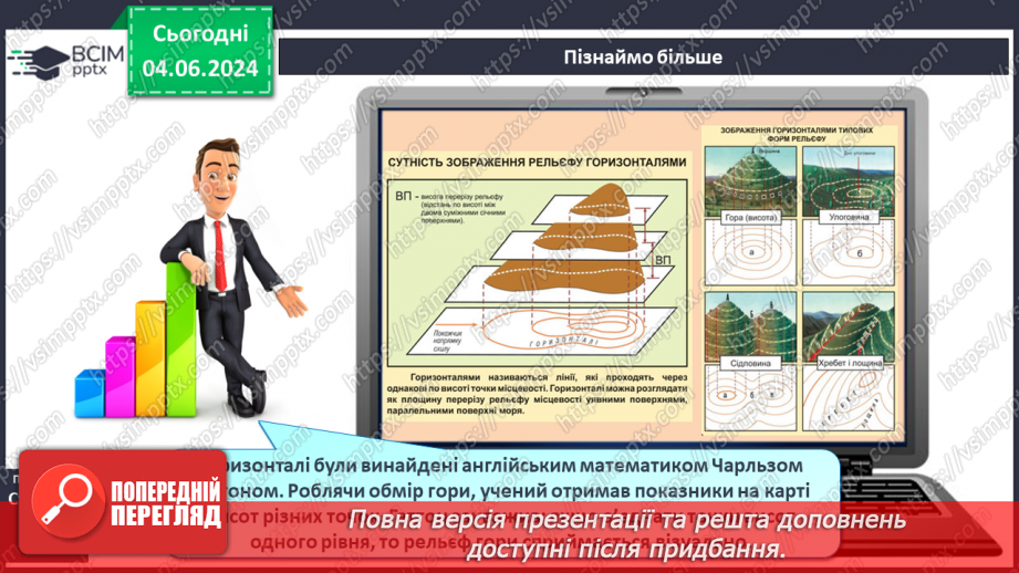 №22 - Абсолютна і відносна висота точок. Горизонталі. Шкала  висот і глибин.7 №22 - Абсолютна і відносна висота точок. Горизонталі. Шкала  висот і глибин.7