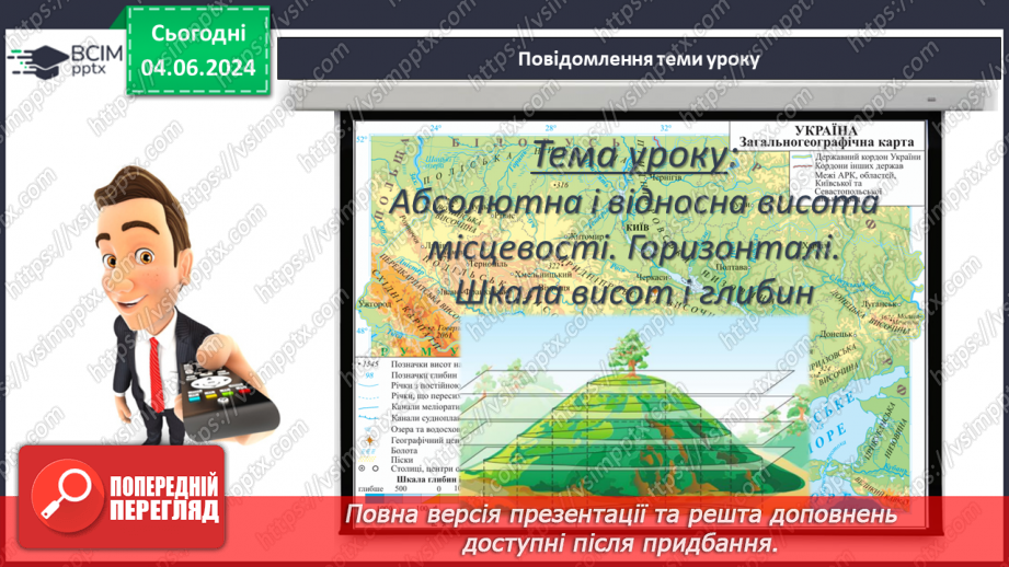 №22 - Абсолютна і відносна висота точок. Горизонталі. Шкала  висот і глибин.3 №22 - Абсолютна і відносна висота точок. Горизонталі. Шкала  висот і глибин.3