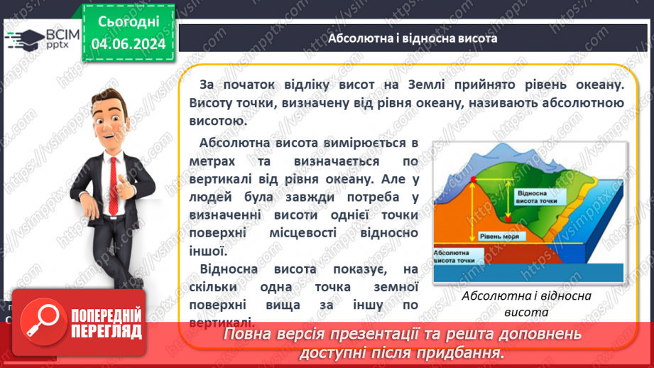№22 - Абсолютна і відносна висота точок. Горизонталі. Шкала  висот і глибин.8 №22 - Абсолютна і відносна висота точок. Горизонталі. Шкала  висот і глибин.8