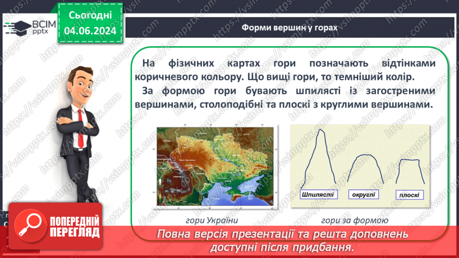№24 - Рельєф суходолу. Гори. Практична робота: Позначення  на контурній карті гір.17 №24 - Рельєф суходолу. Гори. Практична робота: Позначення  на контурній карті гір.17