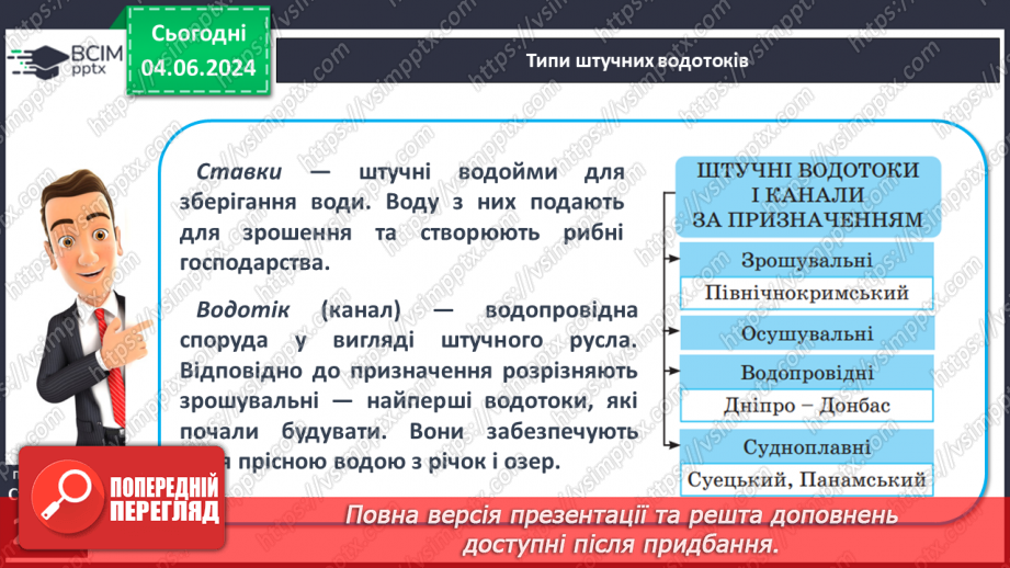 №53-54 - Штучні водойми і водотоки. Водні ресурси.9 №53-54 - Штучні водойми і водотоки. Водні ресурси.9